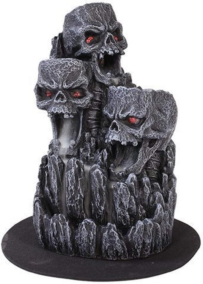 Pacific Trading Giftware Skull Heaped Hill Backflow Incense Holder Burner Figurine Made of Polyresin