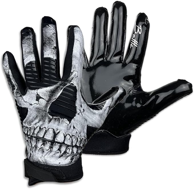 Sports Back of Hand Wide Receiver Football Gloves, Ultra-Tack Sticky & Grip, No Slip - Adult & Youth