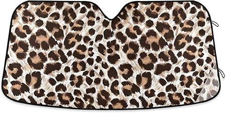 Leopard Cheetah Car Windshield Sunshade - Accordion Folding Auto Sunshade for Truck SUV - 55 x 28 Inch