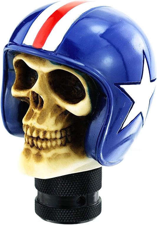 Lunsom Gear Shifter Head, Skull Stick Level Shifting Handle Shift Car Knob Fit Most Automatic Manual Transmission Vehicle (Blue)