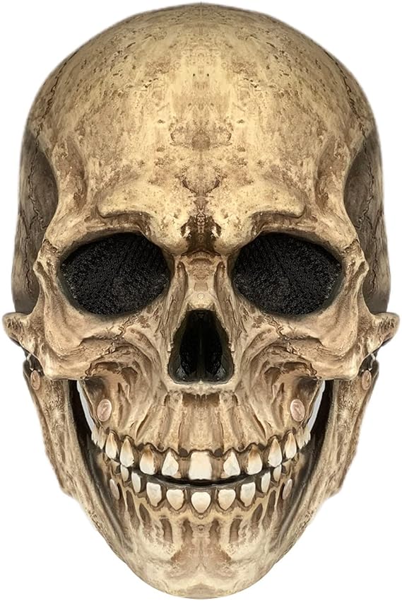 NTSWZYS Realistic Halloween Full Head Skull Mask with Movable Jaw,Scary Latex Helmet for Cosplay Party Props