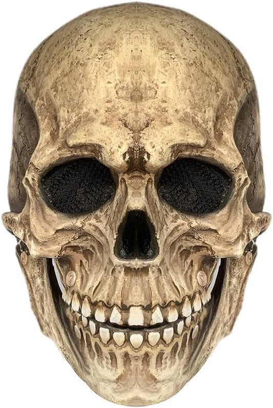 NTSWZYS Realistic Halloween Full Head Skull Mask with Movable Jaw,Scary Latex Helmet for Cosplay Party Props