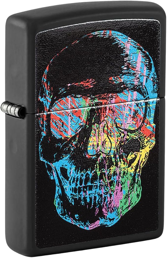 Zippo Colorful Skull Pocket Lighter, Black Matte