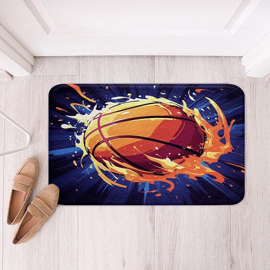 Feelyou Basketball Kids Bath Mats for Bathroom Gaming Sports Bathroom Rugs for Boys Children Teens Ball Games Decor Bathroom Accessories Gift for Basketball Lover Doormats Floor Mat 20"x32"