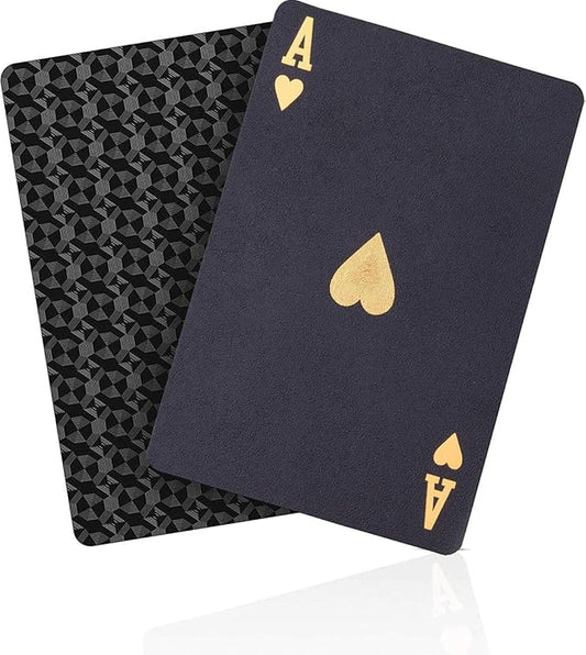 Waterproof Playing Cards – Black Diamond Plastic Poker Cards, Premium Deck of Cards for Adults & Family Game, Cool Unique Poker Set for Casino, Party, Magic Tricks, Stocking Stuffers