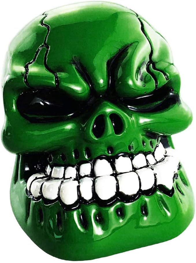 Abfer Shifter Gear Knobs Green Skull Shift Knob Cool Car Gear Shifting Lever Handle Head Replacement Fit Most Automatic Manual Vehicles