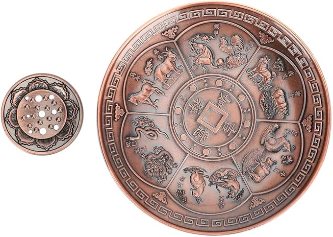 Red Copper Incense Burners Plate Round Incense Holder Home Decor