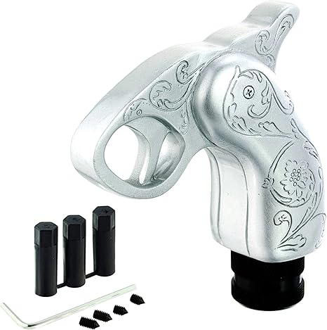 Lunsom Gear Shift Knob, Grip Cool Shifter Handle Stick Head Car Transmission Fit Most Automatic Manual Vehicle (Silver)