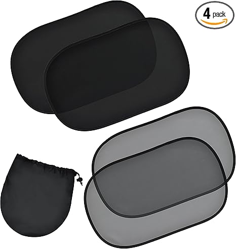 EcoNour Car Window Shades for Baby (4 Pack) | Protects Baby from Window Sun & Heat | Sun Shade Side Windows for Kids | Automotive Sun Protection from UV | Child Safety Accessories | Medium - 20"x12"