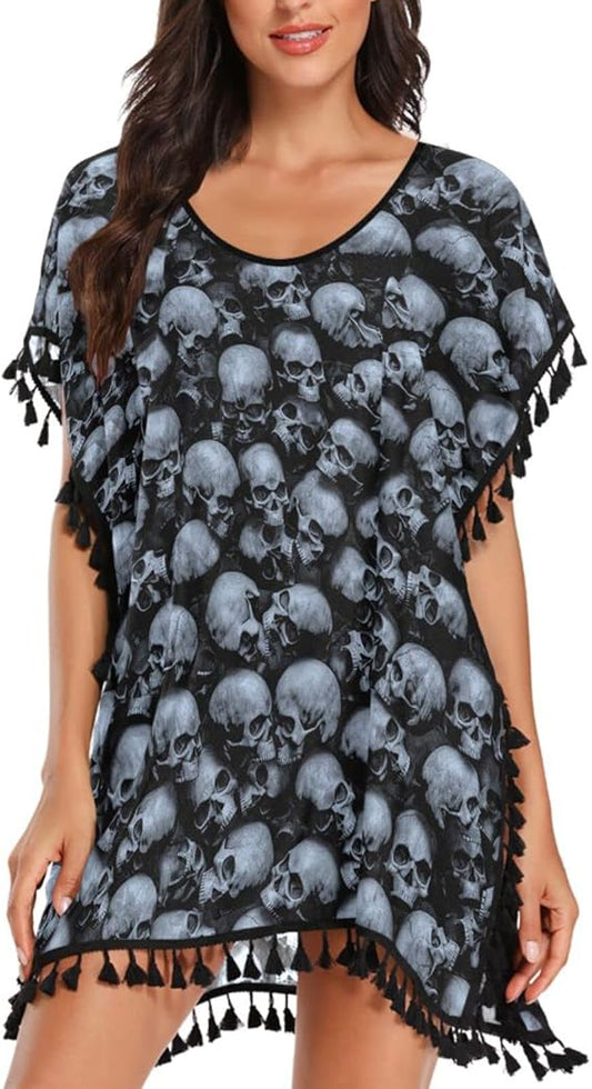 Chic Womens Fashion Stylish Chiffon Tassel Beach Bikini Swimwear Bathing Suit Cover up Dress