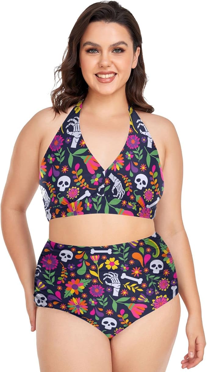 Women Plus Size Bikini 2-Piece Swimsuit Ruched Swimwear Large Beachwear
