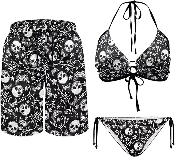 Trendy Couple Matching Swimsuits Sexy Couple Swimwears Womens Bikini Sets Mens Swim Trunks