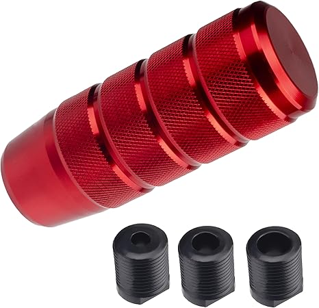 Car Shifter Knob, Aluminum Gear Shift Style Knobs, 3.74" Red Shift Knob with 3 Threaded Adapters M8 M10 M12 x 1.25 Fit Universal Manual Transmission, Automotive, Trucks
