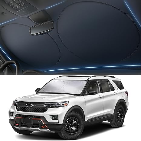 Foldable Windshield Sun Shade for Car – 240T Reflective UV and Heat Shield with Storage Bag | Keeps Interior Cool | Universal Fit for Sedans, SUVs, and Trucks – Medium (64" x 32")