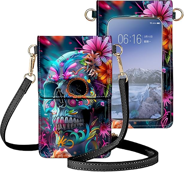 Small Crossbody Bags for Women, Leather Travel Cell Phone Wallet, Touch Screen Phone Wallet with Card Holder