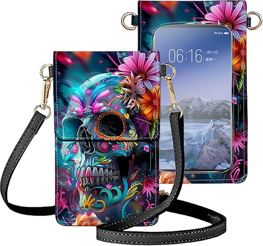 Small Crossbody Bags for Women, Leather Travel Cell Phone Wallet, Touch Screen Phone Wallet with Card Holder