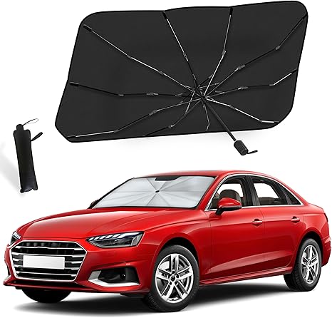 EcoNour Car Windshield Sun Shade | Foldable Car Umbrella Sun Shade | Windshield Cover Sunshade Blocks UV Rays | Sun Visor Protector | Automotive Interior Sun Protection Accessories (Medium 53" x 30")