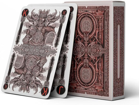 Devil Themed Playing Cards, 300g Blue Core Paper Material Deck of Cards, Exquisite Art Poker Cards, Double-Sided Anti Slip Design, Family Gatherings. (Red)