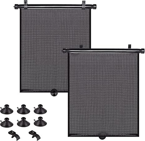 Car Sun Shade Side Window, Retractable Car Roller Shades for Side Window Blocks Harmful Sun Glare and Heat