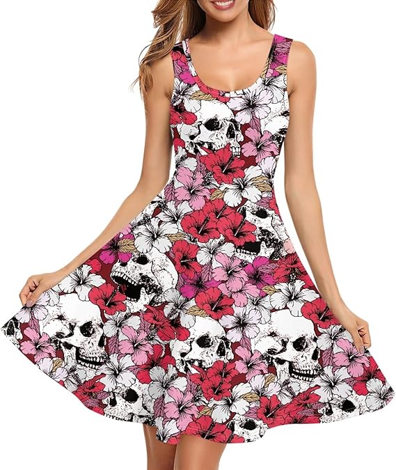 Womens Casual Summer Tank Sleeveless Knee Length Dress