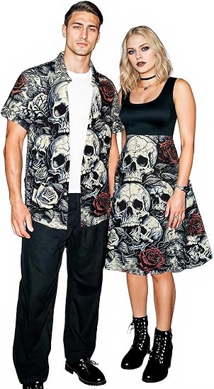 Rosegal Matchable Couples Halloween Costume Skulls Rose Outfits