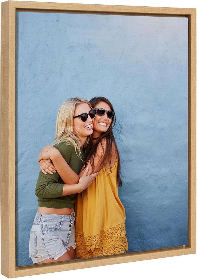Kate and Laurel Custom Printed Framed Canvas Wall Art, 16x20 Natural, Sylvie Personal Canvas Print with Your Photos for Bedroom or Living Room Gallery Wall Decor | Printed and Hand Framed in the USA