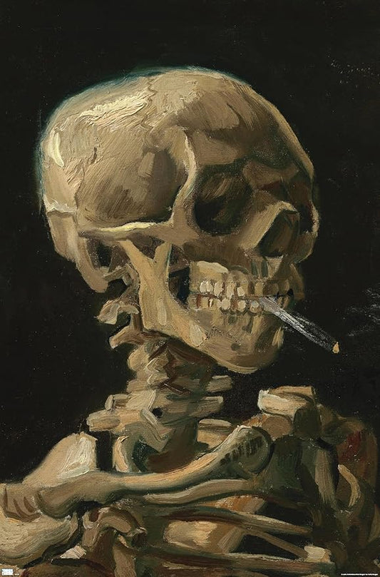 Trends International Skull of a Skeleton with Burning Cigarette by Vincent van Gogh Wall Poster, 34L x 22.4W, Unframed Version
