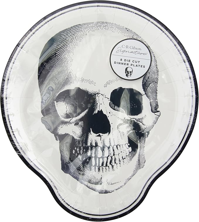 C.R. Gibson Apothecary Halloween Dinner Plates, Die-Cut Skull, 8 Count (TW12-25510)