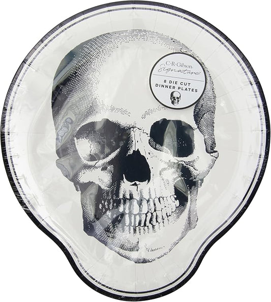 C.R. Gibson Apothecary Halloween Dinner Plates, Die-Cut Skull, 8 Count (TW12-25510)