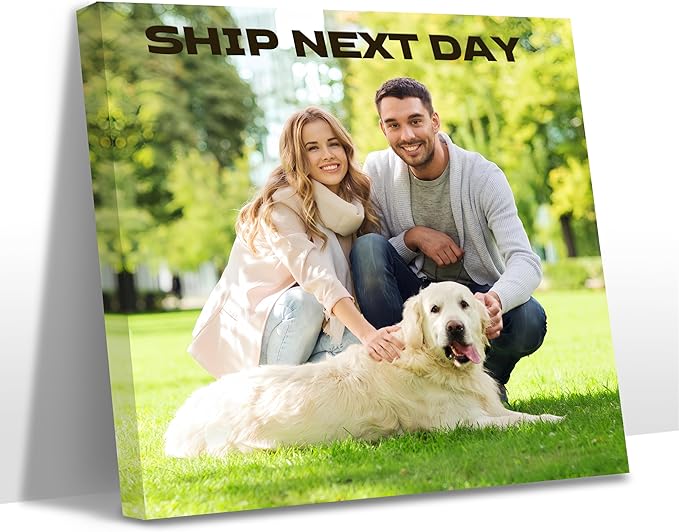HYESANGNY Custom Canvas Prints with Your Photos - Text Customized Canvas Wall Art Personalized Pictures Print Custom Photo Gifts for Family, Wedding, Baby, Pets, Home Office Decor, Wrapped Frame 8X8