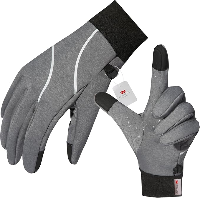 Winter Gloves Men Women, Touch Screen Anti-Slip Warm 3M Thinsulate Running Gloves Lined for Cycling Driving Hiking Walking Gardening