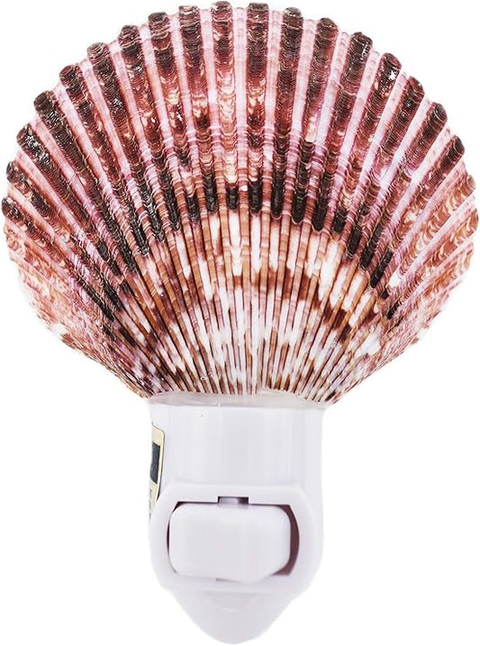 WSLHFEO Seashell Night Light Real Purple Pecten Shell Beach Decor w. on/Off Switch Beautiful Coastal Cottage.