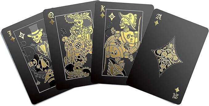 Gent Supply Black Waterproof Playing Cards - Day of The Dead, Gold Silver & Black Edition