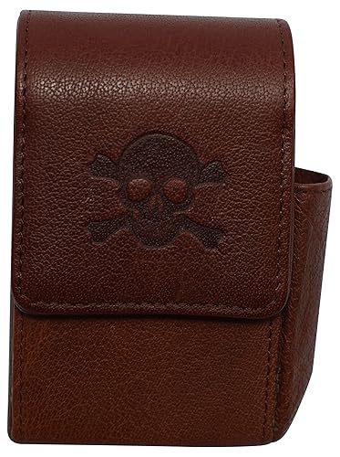 Cigarette Storage Organizer Genuine Leather Tobaccos Pouch Lighter Holder Logos Storage Container (Skull Bone)