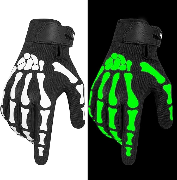 Motorcycle Gloves for Men and Women, Breathable Dirt Bike Gloves with Non-Slip Palm, Skeleton Motorcycle Riding Glove