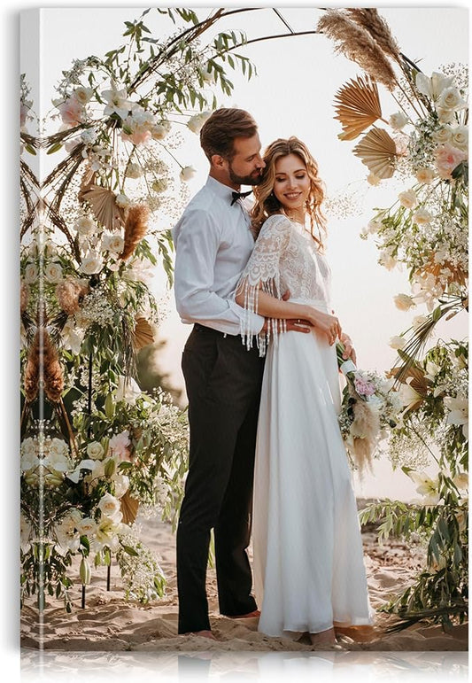 Custom Canvas Prints with Your Photos - Personalized Pictures Print, Customized Photo Gifts, Wall Art Poster Canvas Printing for Wedding, Family, Baby, Pets, Home Office Decor, Wrapped Frame 8x12