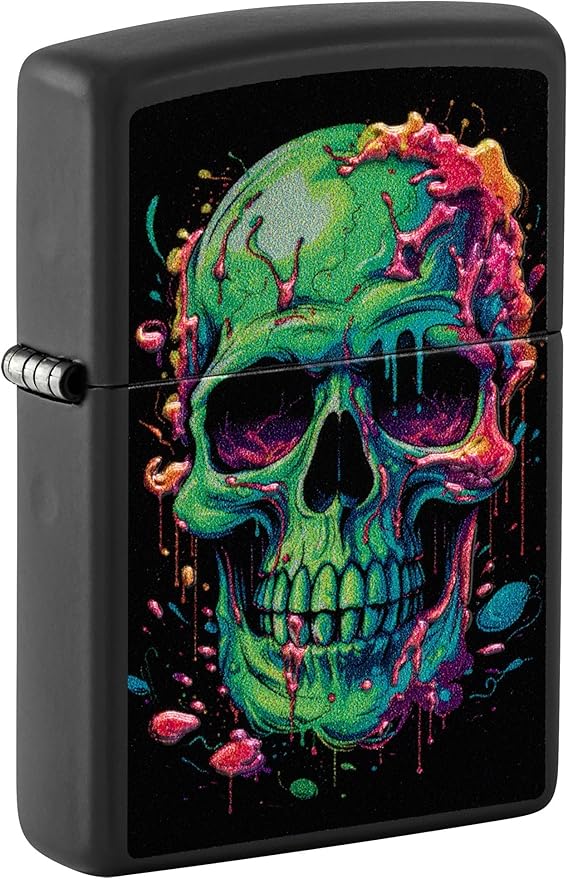 Zippo Lighter: Oozing Green Skull, Texture - Black Matte 81705