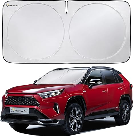 Magnelex Car Windshield Sunshade | Advanced Light-Blocking Protection | Foldable Sun Shade with Mirror Cut-Out Keeps Your Vehicle Cool | Fit for Cars, Trucks, and SUVs | Medium (62 x 32 in)