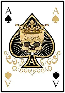 Poker Card Sticker Ace of Spades Skull - Adhesive Playing Card Suit Stickers Decals for Motorcycles (6" x 4.2")