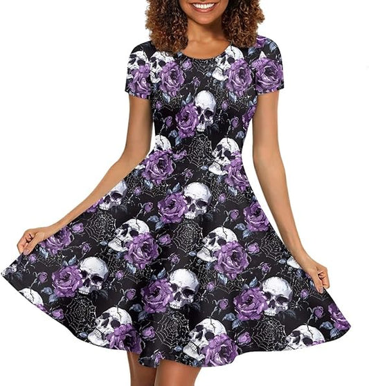 Native Aztec Style Black White Geometric Women's Midi Dress Casual Long Dress Round Neck Swing Dress