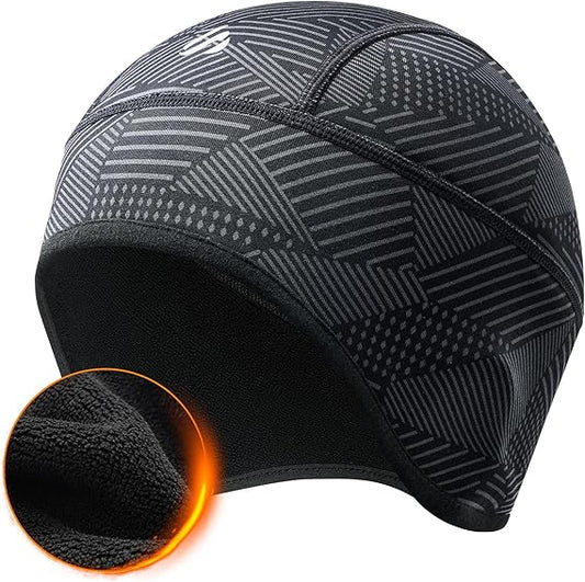 Winter Helmet Liner Skull Cap, Fleece Cycling Cap Thermal Beanie Running Hat for Men Women