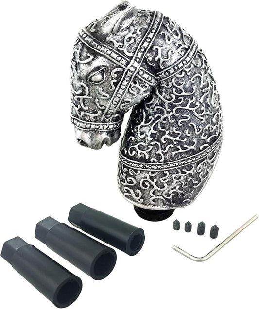 Arenbel 5" Weighted Gear Shift Grip Knobs Horse Head Shape Car Speed Shifter Stick Lever Handle Fit Most Manual Auto Vehicles