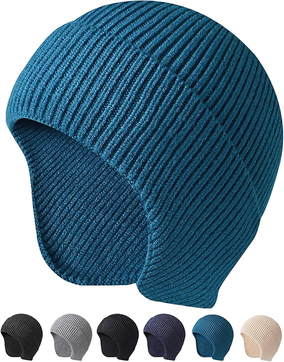 Arcweg Winter Men Women Winter Running Cycling Hat with Ear Flaps Snow Thermal Warm Knit Skull Cap Windproof Cold-Proof