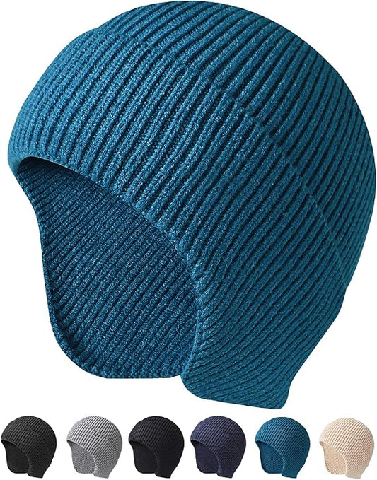 Arcweg Winter Men Women Winter Running Cycling Hat with Ear Flaps Snow Thermal Warm Knit Skull Cap Windproof Cold-Proof