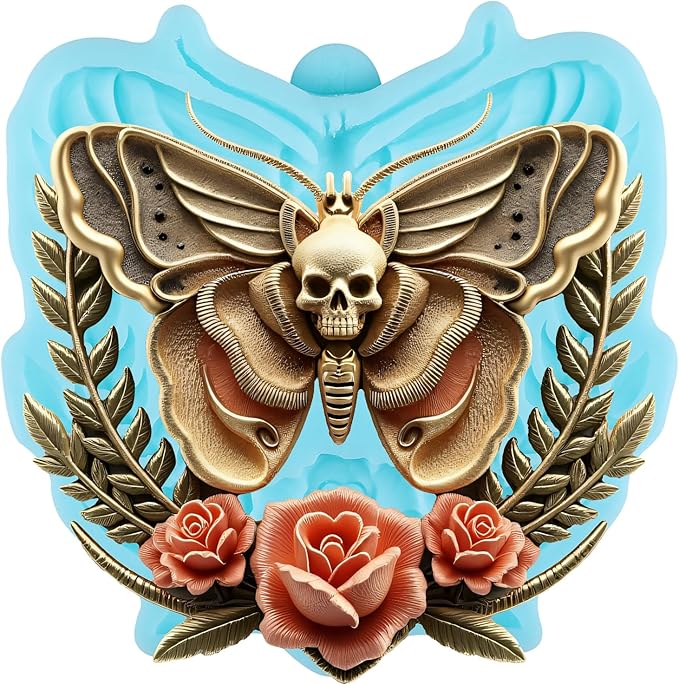 Skull Butterfly Fondant Molds Rose Flower Silicone Mold for Cake Decorating Cupcake Topper Chocolate Candy Gum Paste Polymer Clay