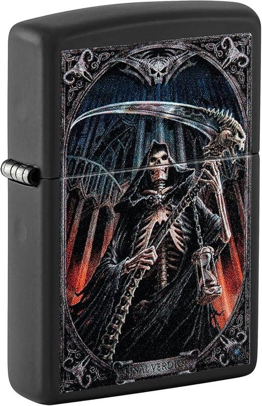 Zippo Lighter: Anne Stokes Skeleton Grim Reaper - Black Matte 81497