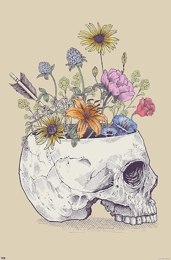 Trends International Rachel Caldwell - Flower Skull Wall Poster, 22.375" x 34", Unframed Version