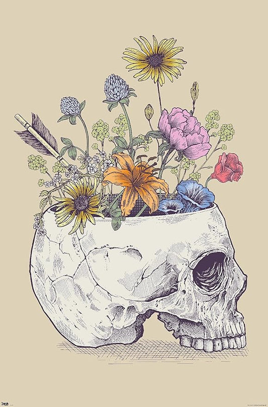 Trends International Rachel Caldwell - Flower Skull Wall Poster, 22.375" x 34", Unframed Version
