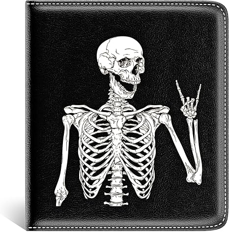 Nipichsha Womens Wallet, Small Slim RFID Credit Card Holder Wallet for Women, Leather Compact Bifold Purse with Zipper Coin Pocket, Cute Ladies Purse with ID Window, Skeleton