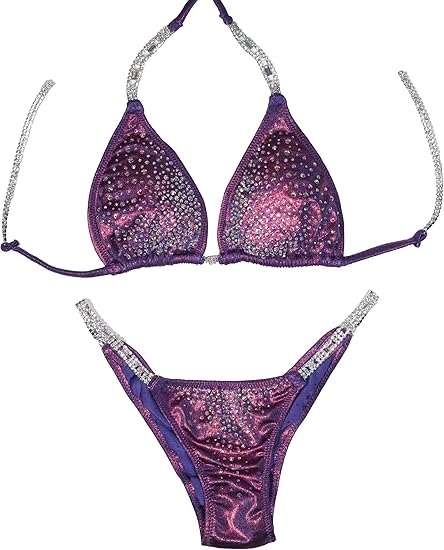 Purple Grape Women's Competition Bikini Set, Top: A/B and C/D, Bottom Hip Size: S 28-31, M 32-34, L 34.5-36 Inches